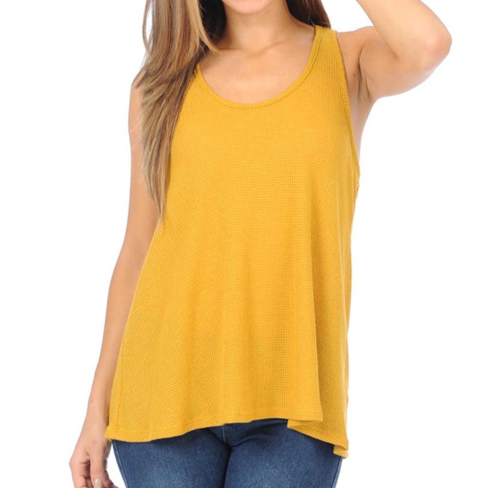 Mustard Tricot Racerback Tank Top